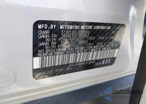 2024 Mitsubishi Outlander Se 2.5 2Wd from USA, damaged, VIN JA4J3VA89RZ019582